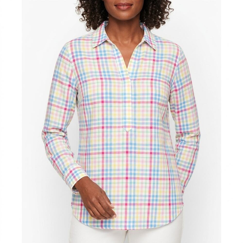 Talbots Multicolor Plaid Blouse Women Petite Size Mp